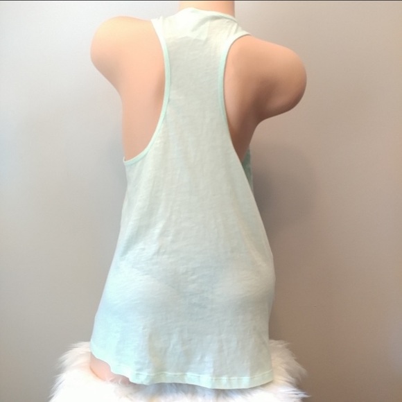 VS PINK Mint Green Graphics Sequins Racerback Tank - Picture 2 of 7